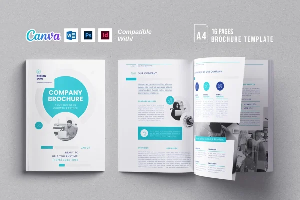 Company Brochure Template | Canva | Docx |ID| PSD